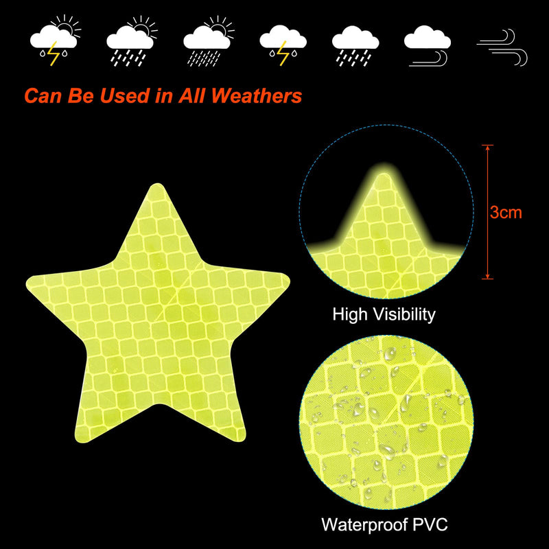 PATIKIL Reflective Stickers, 40 Pack 2.36 x 2.36 Inch Waterproof Adhesive High Visibility Night Caution Warning Star Shape Safety Tape Reflector for Trucks Trailers Cars, Green