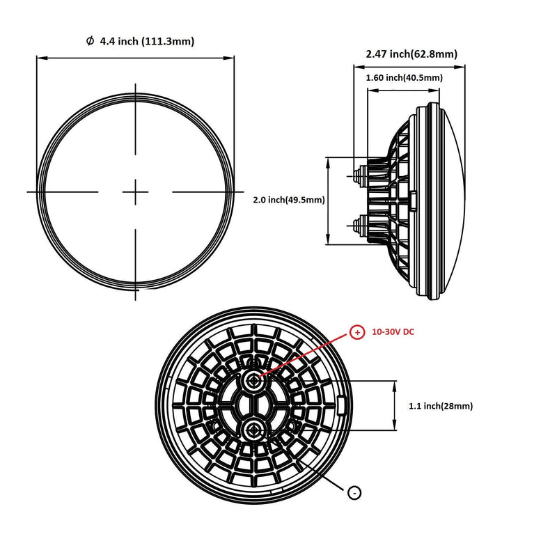 PAR36 LED Sealed Beam 18W 2100LM IP67 Aircraft Landing Light 9-32V | PAR36 18W 2100LM 6000K, IP67 Waterproof, 9-32V DC, Aircraft 4509/4595/4627 Compatible, Boat Tractor Forklift Work Light