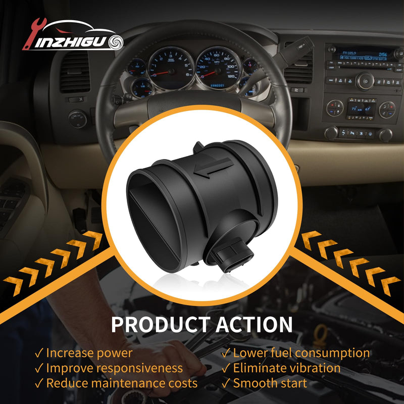 15900023 Mass Air Flow Sensor MAF Compatible with 2007-2009 Chevy Silverado 1500/2500/3500, GMC Sierra 1500/2500/3500, Avalanche/Suburban/Yukon & Cadillac Escalade - Replaces 2451149, MA198,7410146