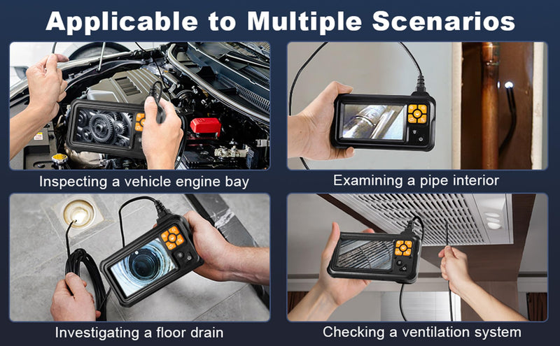 Endoscope Camera with Light, POLEDY 1080P HD Borescope, 8 Adjustable LED Light mit 4.3" IPS Screen Inspection, IP67 Waterproof 16.4ft Snake Camera, Semi-Rigid Cable Inspection Single Lens 4.3"