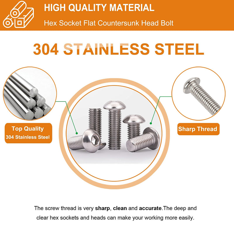 500Pcs M3 M4 M5 Stainless Steel Button Head Hex Socket Head Cap Bolts Screws Nut Assortment Kit