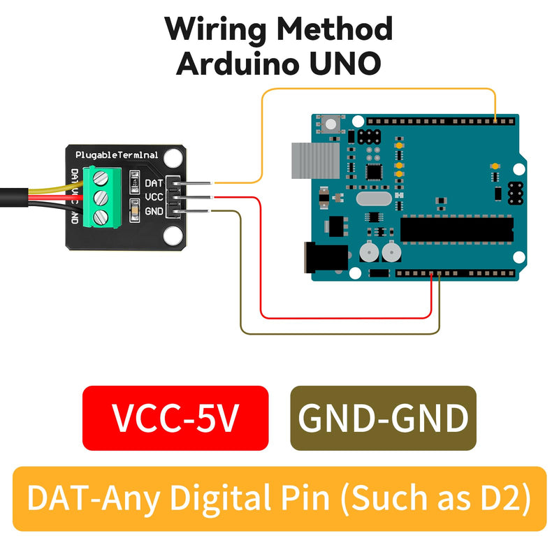 [Australia - AusPower] - 6 Pack DS18B20 Temperature Sensor High-Accuracy Stainless Steel Temperature Probe with Adapter Board and Jumper Wires for Arduino ESP32 Raspberry Pi 