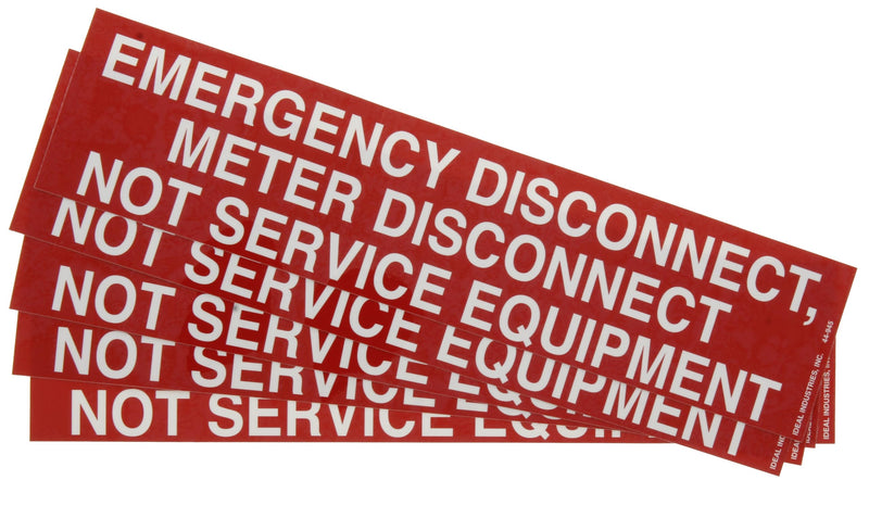 IDEAL INDUSTRIES 44-945 NEC Meter Disconnect Label, 2-1/8 in. x 9 in. Adhesive 5Pk