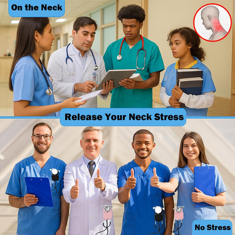 [Australia - AusPower] - Magnetic Stethoscope Holder Clip Secure Hands-Free Pu Leather Lightweight Portable Holster for Physicians, Nurses, EMT, Students. Compatible for 3M Littmann & Most Stethoscope (Black) Black 