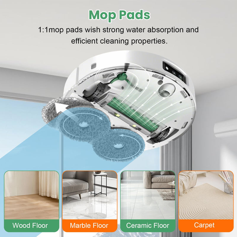 [Australia - AusPower] - 18 Pcs Replacement Parts for iRobot Roomba Plus 405 Combo / 505 Combo / 507 Combo Robot Vacuum Cleaner, Include 1 Main Brush, 4 Dust Bags, 4 Mop Pads, 4 Filters, 4 Side Brushes and 1 Cleaning Tool 18PCS for iRobot 405 Combo 