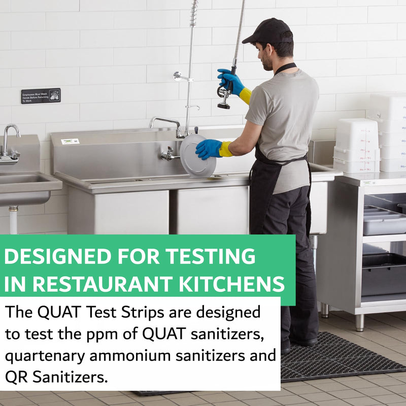 400 Pack Quat Sanitizer Test Strips for Sanitizing Solution – Quaternary Food Service Test Kit for Restaurant Kitchen - QAC QR5 0-500 ppm - 4 x 100-Strip Vials (4 Pack) by FryOilSaver Co. 400