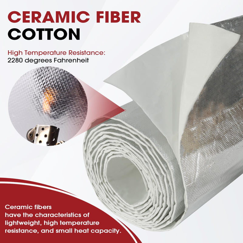 Heat Shield Aluminum Foil Faced Mat 2300℉ Ceramic Fiber Barrier Insulation Thermal Shield Material Sheet Protection from High Temperature (Self-Adhesive, 78mil-20" x 24") 78mil-20" x 24" Self-Adhesive