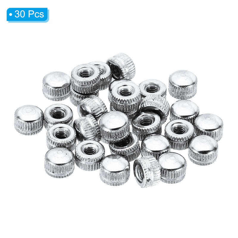 [Australia - AusPower] - PATIKIL M4x7x9 Cap Nut, 30 Pcs Acorn Nut Screw Knob Cap Insert Bolt Cover Female Thread Knurled Decorative Hardware Fittings Light Fixtures, Silver Tone 