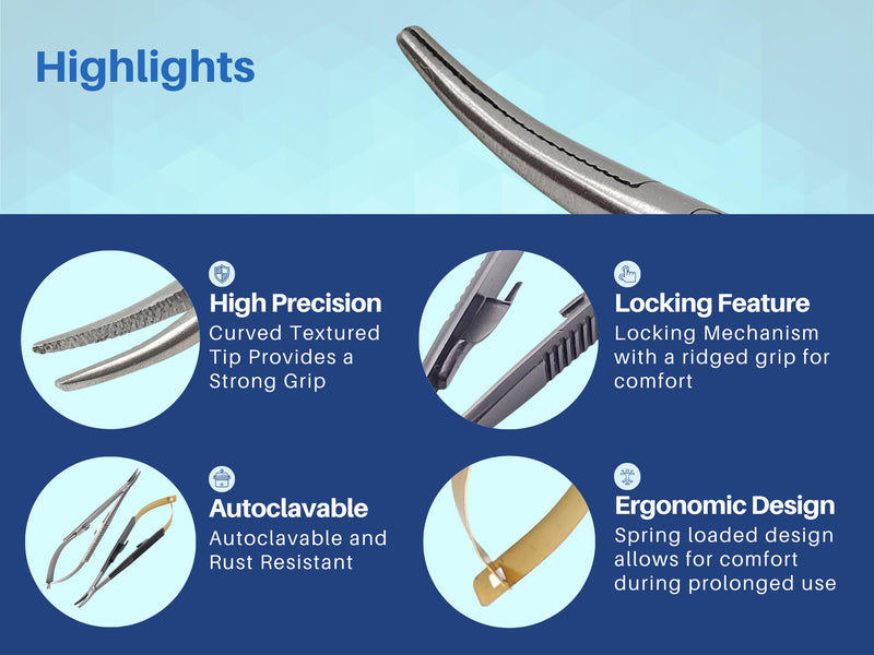 [Australia - AusPower] - Bundle of Castroviejo Scissors 5.5" Curved Locking Needle Holder Extra Sharp Spring Action & Castroviejo 5.5" Curved Black and Gold Handle w/Tungsten Carbide Inserts by Artman Instruments 