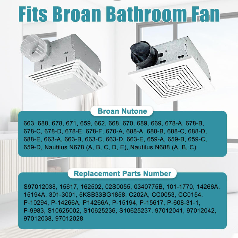 BP27 Fan Motor Replacement for Broan Nutone 663 688 678 671 659 662 668 670 689 669 663-C 688-C 663-E 688-E 678-C 678-D 678-F Bathroom Exhaust Fan Motor, S97012038 Ventilation Fans Motors, 50CFM 1 BP27 Vent Fan Motor