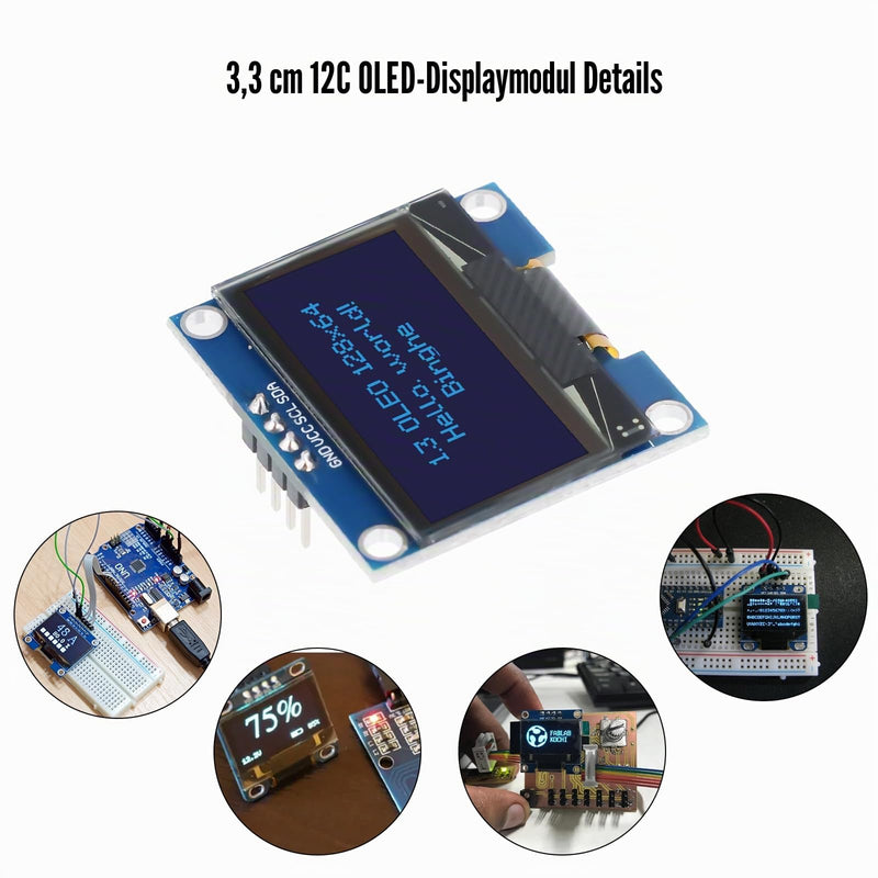 Binghe 3 Pieces 1.3 Inch OLED I2C Display Module 1106 Chip 128 x 64 Pixel Compatible with Arduino/Rasp-Pi