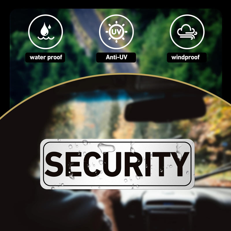 [Australia - AusPower] - 4 Pcs Security Car Magnetic Signs Reflective Security Heavy Duty Signs for Vehicles Magnetic Truck Signs Waterproof Security Officers Magnetic Decals for Patrol(White with Black Border) White with Black Border 