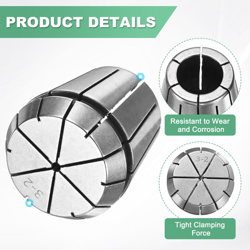[Australia - AusPower] - ER32 Spring Collet, 40Cr Steel Spring Collet Chuck 3mm Clamping Diameter for CNC Engraving Machine/Lathe Milling Tool [Silver,1.8x1.6"/ 46x41mm] 