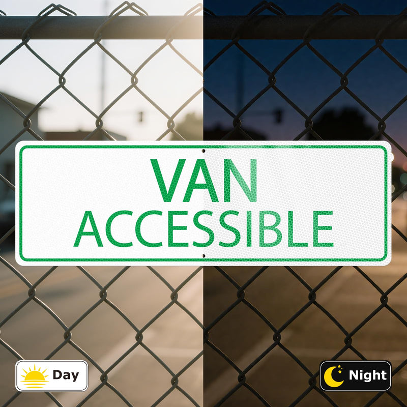 Van Accessible Sign 4 Pack Reflective Rust-Free Aluminum 18" × 6" | Pre-Drilled Holes, Waterproof for Parking Lots, Business, Indoor, Outdoor, Commercial Use