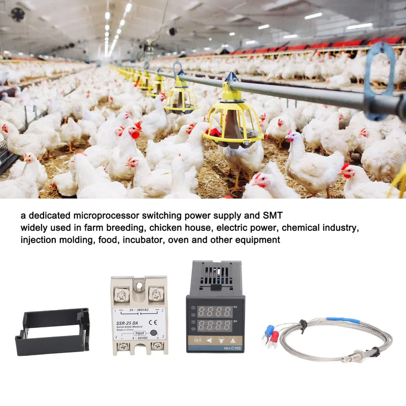 [Australia - AusPower] - Digital PID Temperature Controller Kit -AC100-240V and a SSR 40A Solid State Relay with K Thermocouple GD 0 to 400°C, Optimal Heat Management for Industrial & Agricultural Needs 