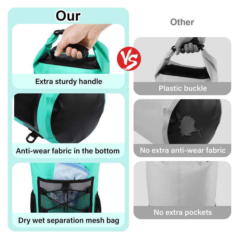 Pimoys Dry Bag, 25L Waterproof Backpack, Dry Bags Kayak for Women Men, Roll Top Outdoor Travel Bag for Boating, Kayaking, Fishing, Hiking, Rafting(Lake Blue) Lake Blue