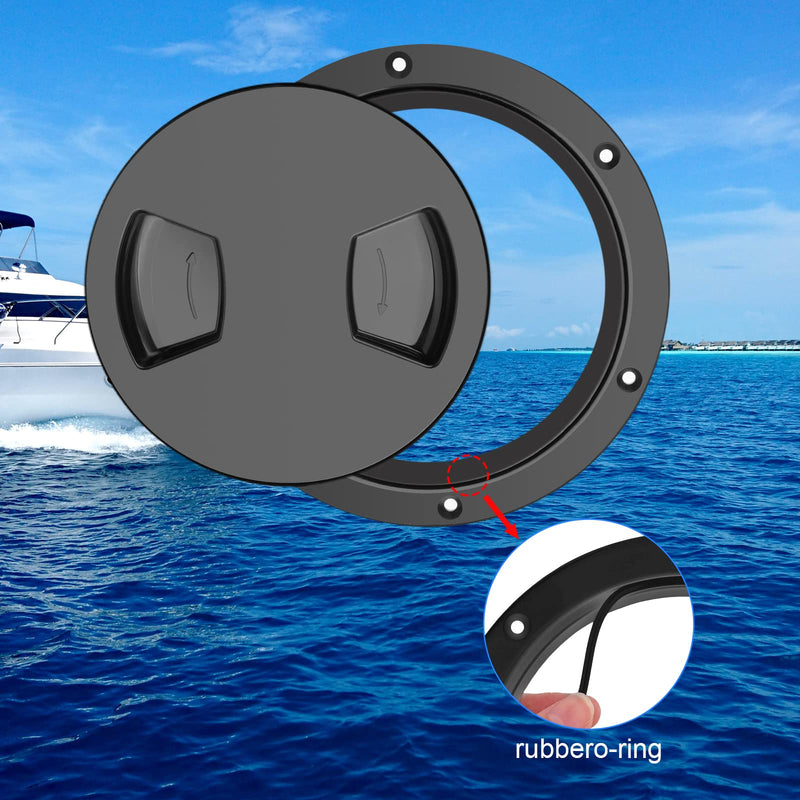 5 inch / 6 inch / 8 inch Boat Round Deck Plate Non Slip Inspection Hatch, Marine Access Port Hatch Cover with Screws, Detachable Water Tight Lid Cover for Marine Boat Yacht 6" Black