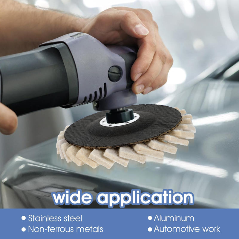 [Australia - AusPower] - Dimeho 10 PCS Wool Polishing Wheel Disc 4-1/2" x 7/8" Felt Flap Disc Stone Buffing Pad 4.5 Inch Polishing Flap Pads for Angle Grinder Metal Marble Furniture Car Wax Surface Finishing Restoration 