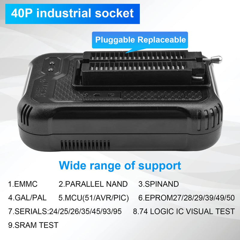 TL866II Upgrade Programmer, Aideepen T48 Programmer High Speed Programmer 16 channel ISP Self-test function Support SPI NAND/EMMC/EMCP/FLASH/MCU/Tester TL866CS TL866II Improvement + 12 Parts