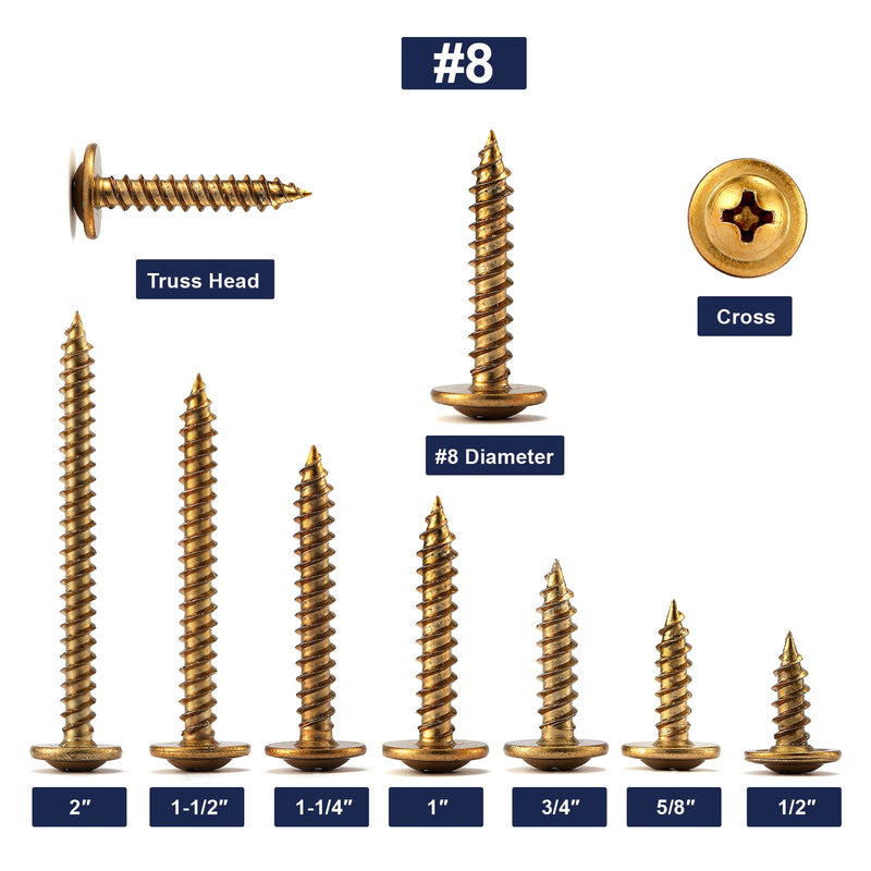 [Australia - AusPower] - #8 x 1" Wood Screw 100Pcs Alloy Steel Standard Thread Truss Head Fast Self Tapping by SG TZH #8 x 1" 100 