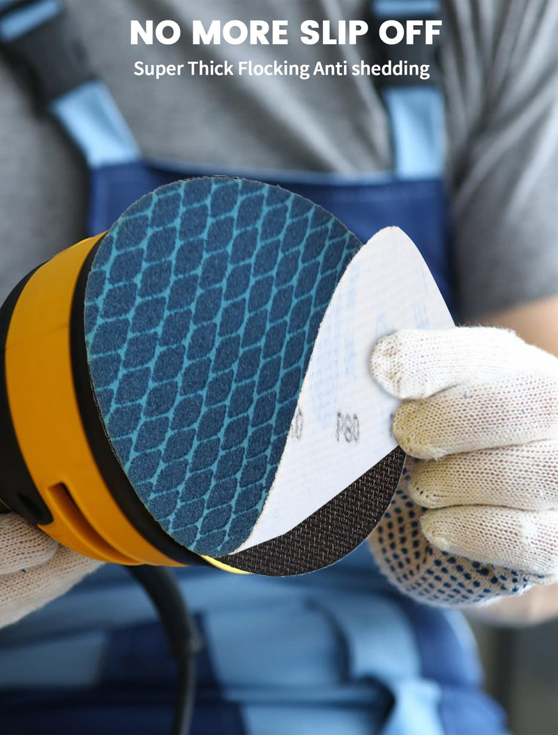 [Australia - AusPower] - 150 mm Sandpaper 120 Grit, Pack of 32 Eccentric Sanding Discs 150 mm Sanding Pads for Random Orbital Sanders and Polishing Machines (Blue) 