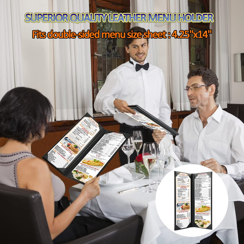 [Australia - AusPower] - 4.25 x 14 inches Menu Holder Menu Covers 2 View Leather Book Style Double Fold Panel for Restaurant Coffee Bars Hotels (4.25" x 14" / two views /1pcs) 4.25" x 14 " /1pcs 