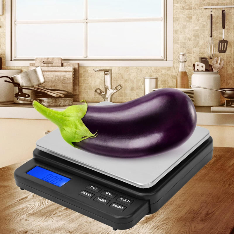 Digital Scale High Precision Mini Electric Scale with Blue Backlight 1000G/0.01G for Kitchens, Laboratories (BLACK) Black
