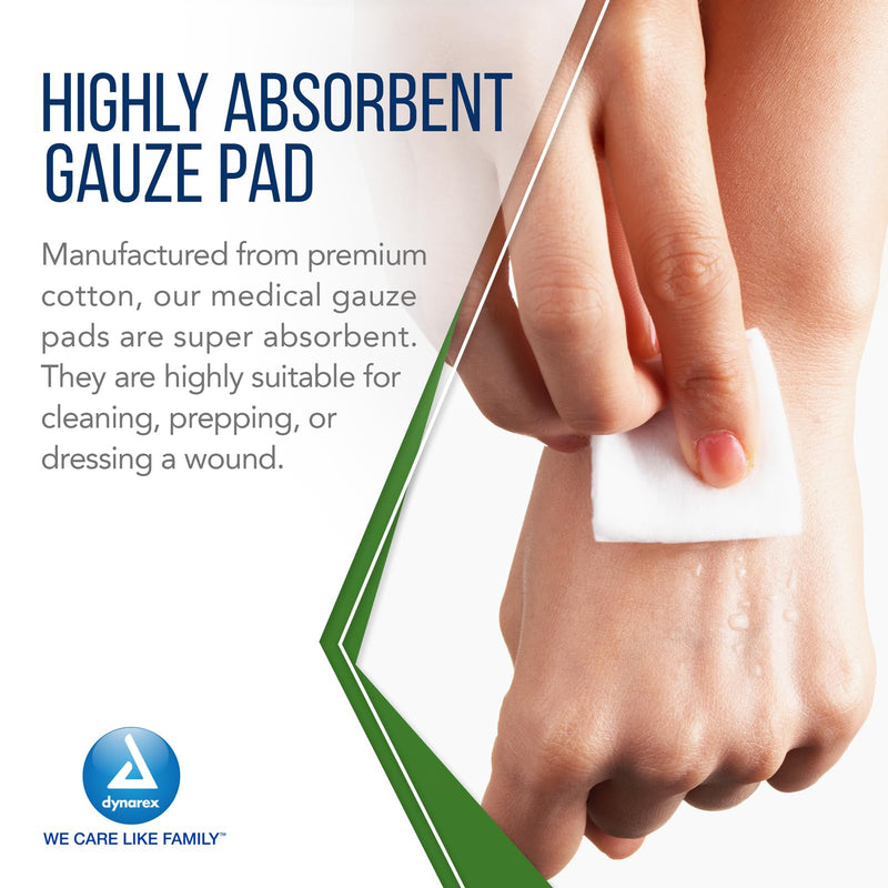 [Australia - AusPower] - Dynarex Advantage Woven Gauze Sponges 4" x 4" - Sterile 12-Ply Absorbent Cotton Gauze Pads for Wound Dressing - 25-Count Box 