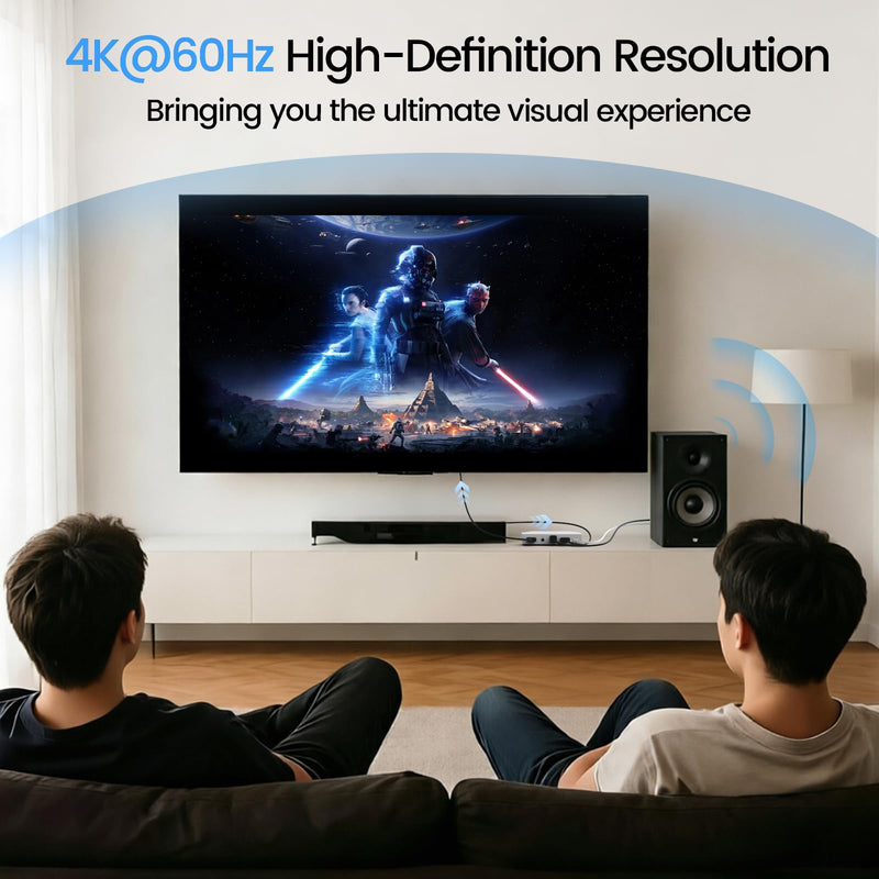 MOSWAG HDMI Audio Extractor, 4K60 HDMI to Optical 3.5mm AUX Audio Adapter Splitter Converter, White, Compatible with PS5, Switch, Blu-ray Player, Set-top Box, Windows, Mac, Smart TV,Projector 4K 60Hz