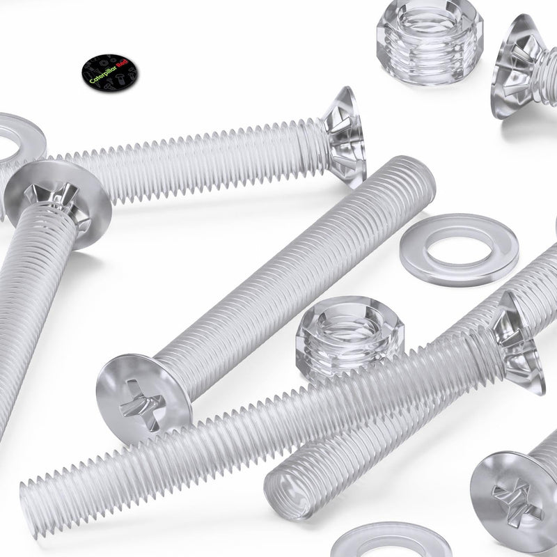 [Australia - AusPower] - 20 x Crosshead Countersunk Screw Nuts and bolts, Transparent Clear Plastic Acrylic, M5 x 40mm - Acrylic Plastic Screws, (13/64 x 1 37/64 in) 