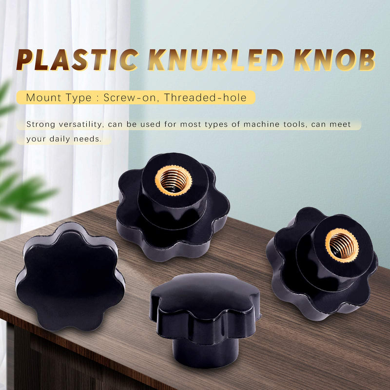 [Australia - AusPower] - Swpeet 15Pcs M10 7 Star Knob Female Thread Nut Clamping Knob Grip Assortment Kit, Star Shape Hand Knobs Black Plastic Screw-On Handle Clamping Knob for Mechanical Equipment (M10) 