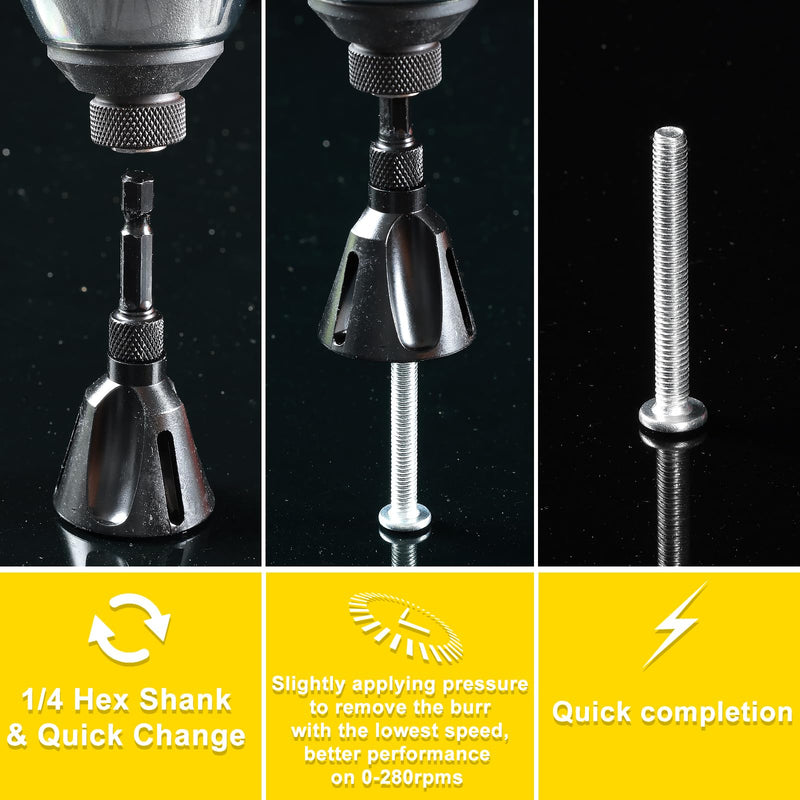 [Australia - AusPower] - Deburring External Chamfer Tool with 3 Carbide Blades, Tungsten Steel, Deburring Tool Remove Burr Tools,Bolt Thread Repair with Quick Release Shank Fit for 3/16"-1"(5mm-25mm) Larger 