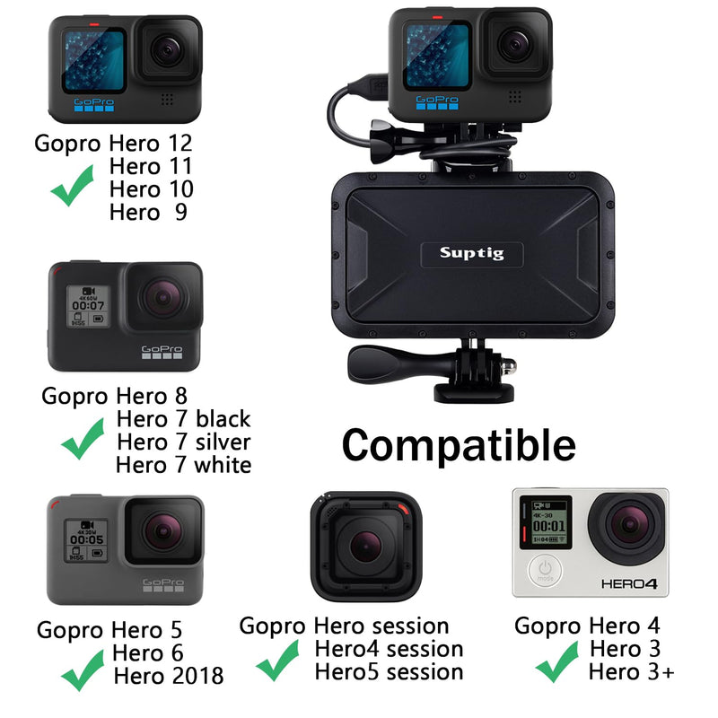 [Australia - AusPower] - Suptig Portable Charger, 7800mAh Battery Pack Power Bank, Compatible for Gopro Hero 12 11 10 9 8 7 6 5 4 3 3+ Hero Session Hero + DJI osmo AKASO Insta 360 Digital Camera Phone and More (Black) 