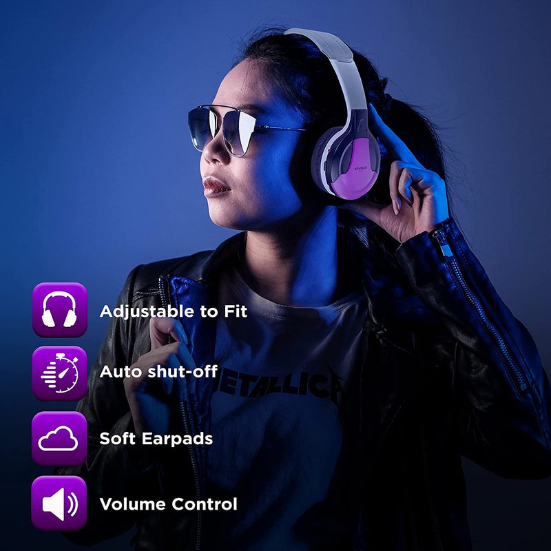 [Australia - AusPower] - IR630PR Universal IR Wireless Foldable Headphones - Purple Wireless Bluetooth-Enabled Lightweight Portable for iPhone, Car, Kids Wireless Headphones for Universal Car Entertainment System 
