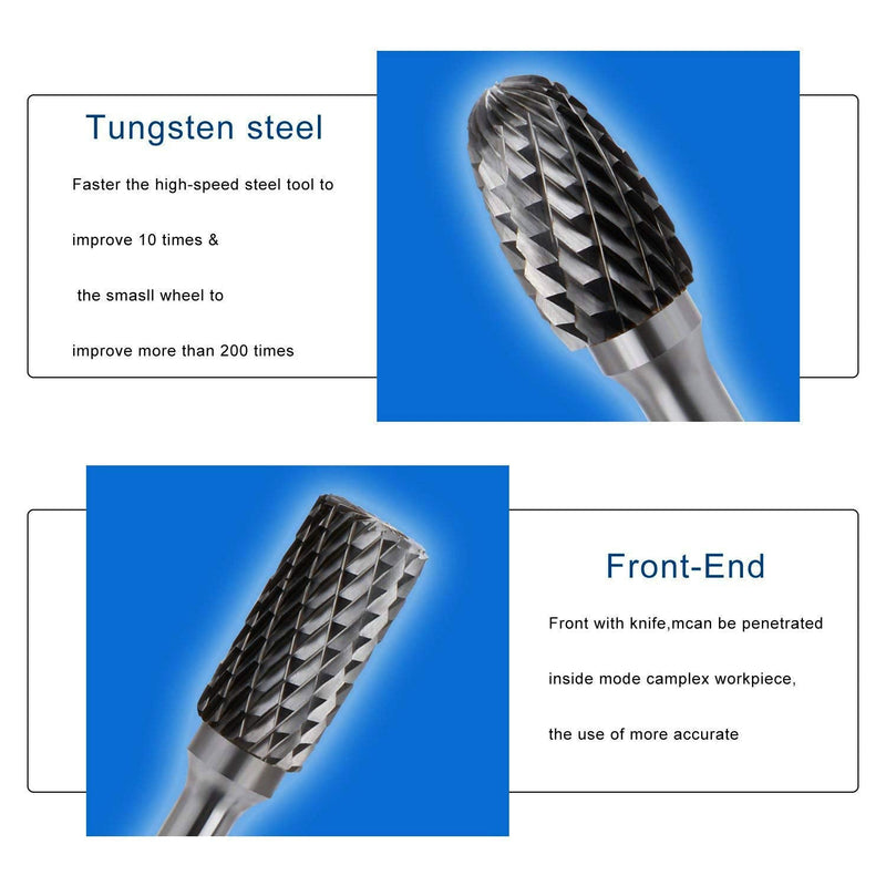 [Australia - AusPower] - ASNOMY Tungsten Carbide Cutter - 5 Piece Rasp Set 10 mm Carbide Rotary Milling Set Burr for Cutting Grinder, Metal Carving, Polishing, Engraving, Drilling with 6 mm Shank Milling Bit Set 5 x 1/4" Shank Carbide Rotary Burr 
