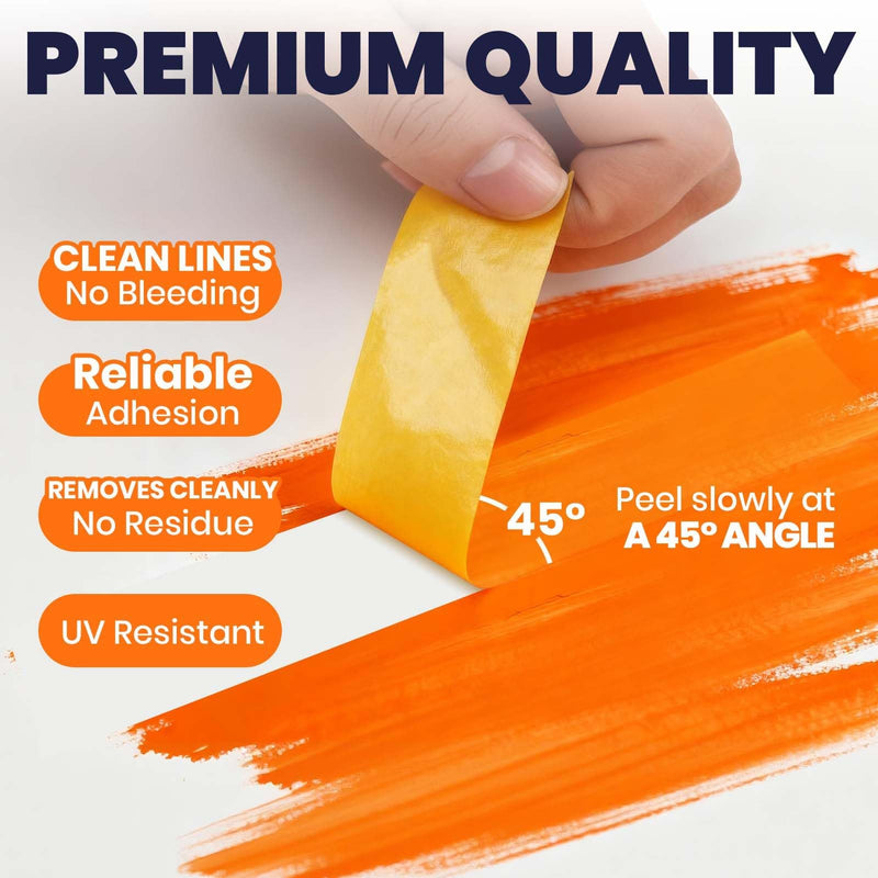 ADHES Orange Washi Masking Tape, 0.74in x 60yds x 6rolls, Paint & Surface Protection Tape, Easy Tear, No Residue Painters Tape for DIY, Home, Wall, Furniture, Craft Projects