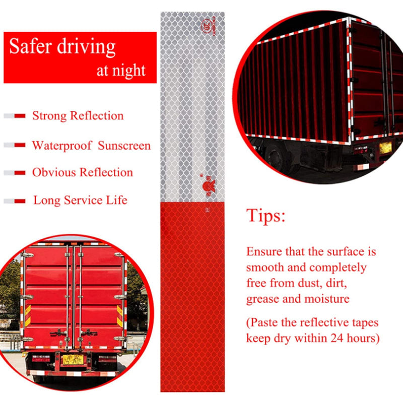 [Australia - AusPower] - Reflective Tape, 2" × 12" × 20 Pack Red/White Self-Adhesive Outdoor Waterproof Safety Caution Warning Reflective Tape Trailer Reflector for Cars, Trucks, Trailers, Boats, Road Signs 