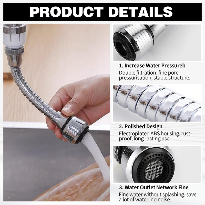 [Australia - AusPower] - Tap Hose Aerator, Aerator for Taps with Hose, 360 Degree Swivel Tap Aerator, Flexible Tap Aerator, Aerator Tap Extension for Kitchen Sink 