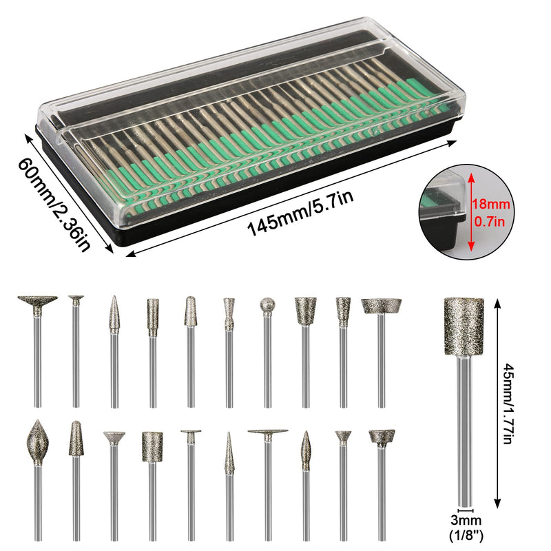 [Australia - AusPower] - Stone Carving Set Diamond Burr Bits Compatible with Dremel, 50PCS Polishing Kits Rotary Tools Accessories with 1/8 Shank for Carving, Engraving, Grinding, Stone, Rocks, Jewelry, Glass, Ceramics 50Pcs 1/8'' Shank 