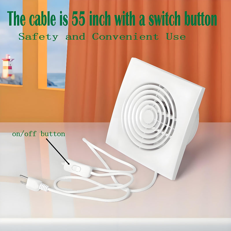6 Inch Exhaust Fan Bathroom Exhaust Fan Damper ABS Waterproof Ventilation Fan for Kitchen Garage Bedroom Home Office Ceiling window & Wall Mount White