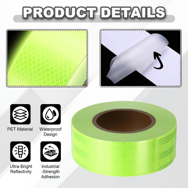 PATIKIL Reflective Tape, (2 Inch x 82 Feet,Fluorescent Green), Warning Safety Tape High Viscosity Safety Reflective Tape Outdoor Waterproof, Suit for Bike/Trailers/Cars Ships Fluorescent Green