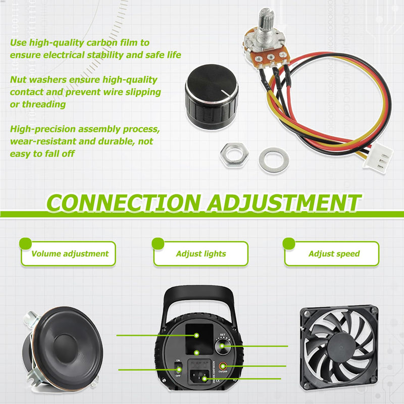 [Australia - AusPower] - 10K Ohm Linear Taper Rotary Potentiometer WH148 with XH2.54-3 Pin Connector Wire Cable and Black Knob Cover Cap(Pack of 5 Pcs) 10K Ohm 