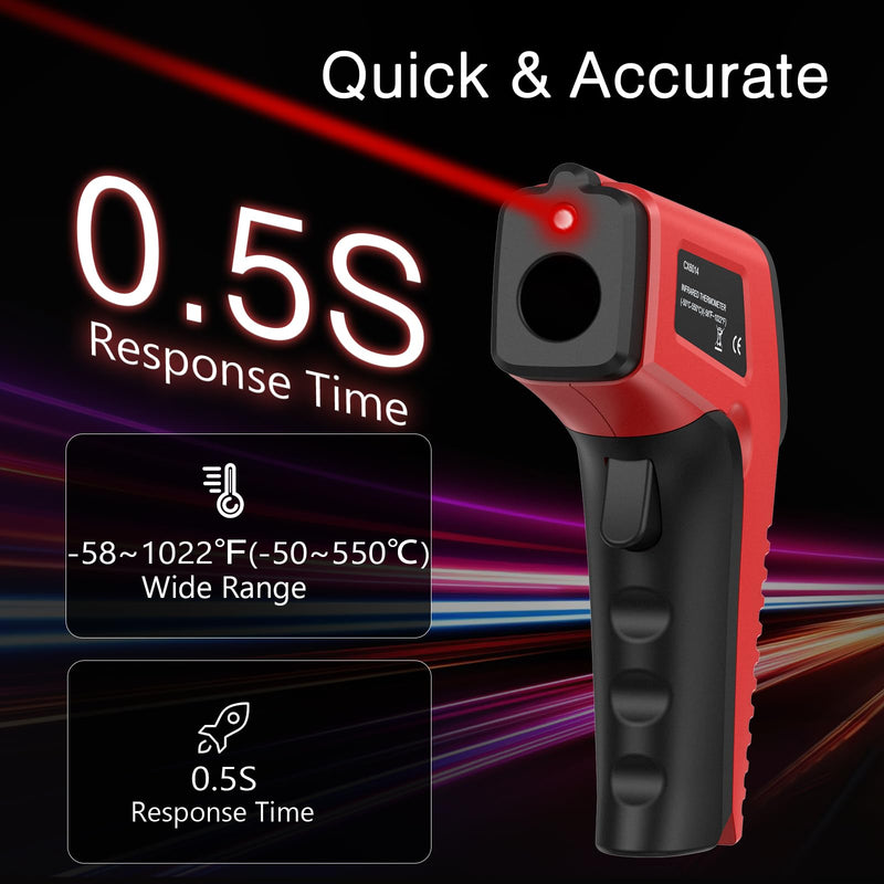 [Australia - AusPower] - ORIA Digital Infrared Thermometer, Surface Thermometer for Cooking, -58℉ to 1022℉ Non Contact Temperature Gun with Backlight, Max/Min, Adjustable Emissivity, for Griddle Pizza Oven BBQ, Not for Human 