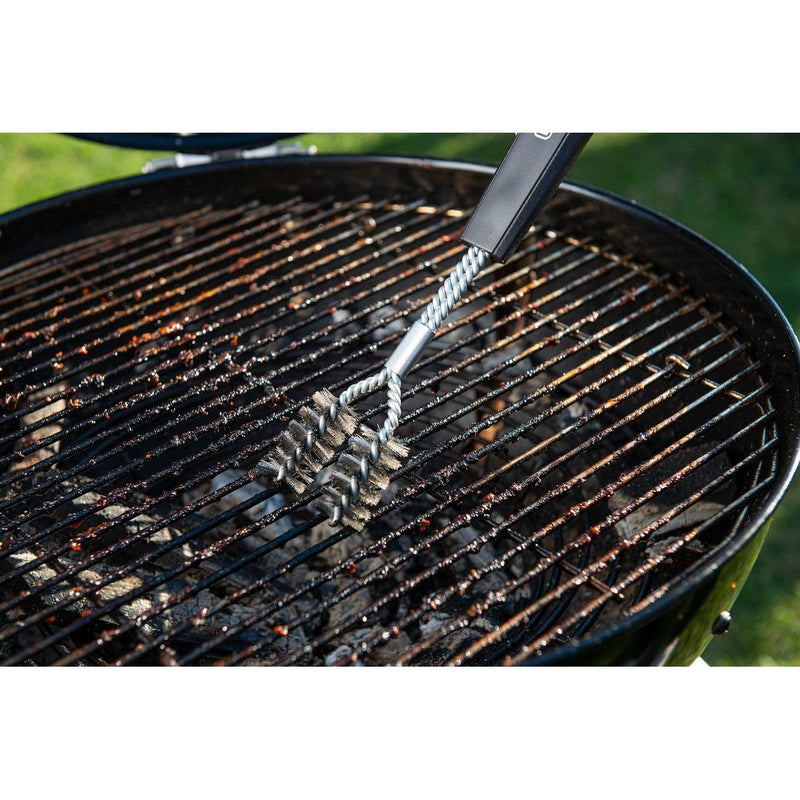 [Australia - AusPower] - FMprofessional Stainless Steel / Plastic Y Shape Grill Brush - Ergonomic PP Handle - Versatile for All Grill Types 30 cm Length (Black/Silver) 