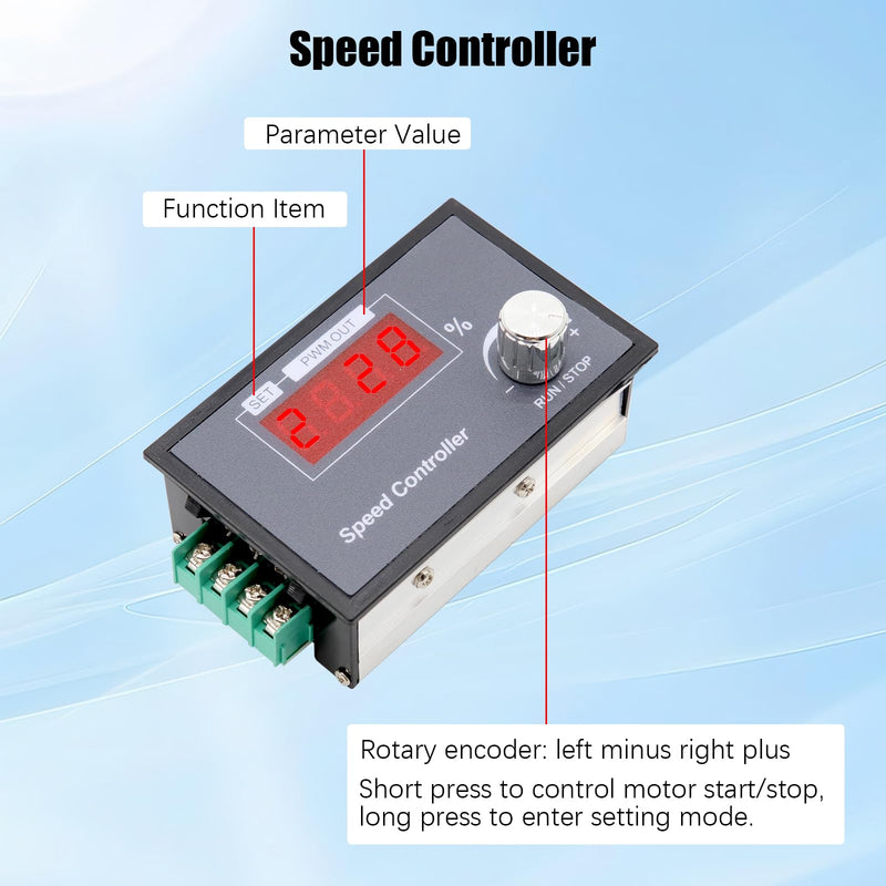 [Australia - AusPower] - PWM Motor Speed Controller Binghe DC 6-60V Motor Speed Controller, Rotary Knob, 1-100 kHz Adjustable Frequency, Motor Speed Controller with LED Numeric, 0-100% Speed Control, Soft Start/Stop, for DC 