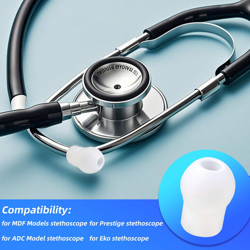 [Australia - AusPower] - 6pcs Stethoscope Ear Pieces Compatible with MDF & EKO & ADC, Superior Comfort & Noise Reduction Earbuds Silicone Earplugs Stethoscope Ear Tips Replacement for Nurses Doctors Gifts (White) 