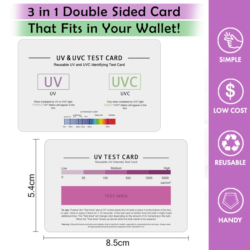 [Australia - AusPower] - SaiTech IT | UV & UVC Test Card & UV Intensity Test Card | 3-in-1 UV Test Card | UVA & UVC Light Identifying Card | UV Bulb & LED Intensity Reading Card | UV Dosage Indicator Card | UVB Tester 1 Pack 