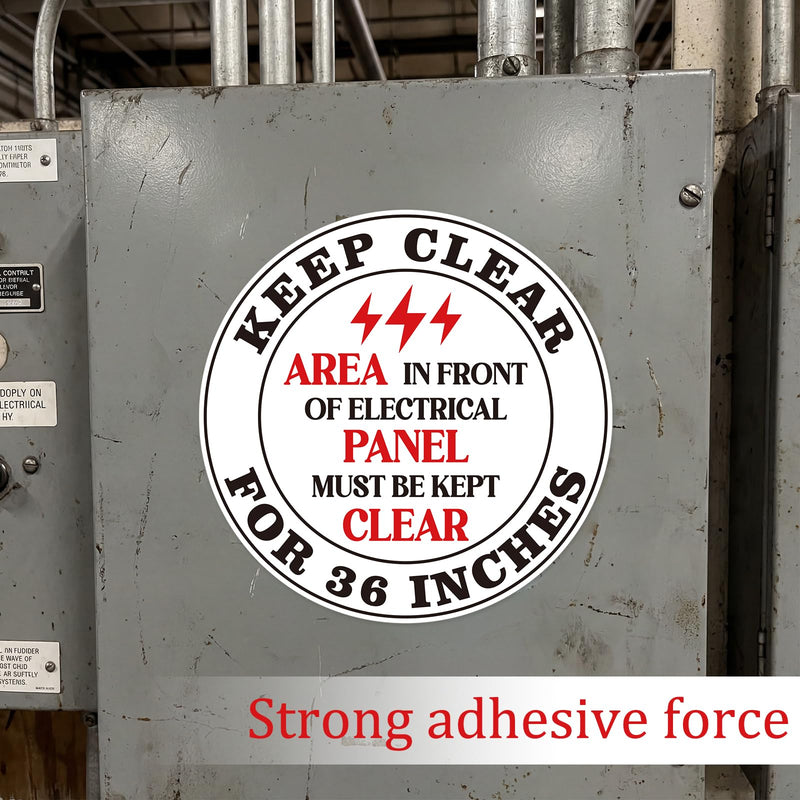 10 Pcs Area in Front of Electrical Panel Must Be Kept Clear for 36 Inches Sticker 17 x 17 Inch Electrical Panel Labels Self Adhesive Waterproof Vinyl Warning Safety Sign for Factory Warehouse