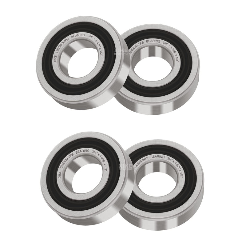 XIKE 4 Pcs 1630-2RS Bearings 3/4"x1-5/8"x1/2", Double Rubber Seals and Pre-Lubricated, Deep Groove Ball Bearing. 1630-2RS Size 3/4"x1-5/8"x1/2"