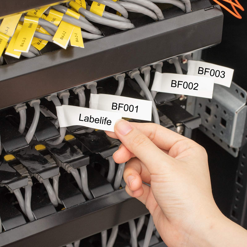 18489 Replace for Dymo Rhino 5200 4200 Label Tape 3/4 Rhino Industrial Flexible Nylon Compatible with Rhino 4200,5200,5000,6000 Label Maker Refills A18489, 3/4'' x 11.5', Black on White, 4 Pack 3/4''
